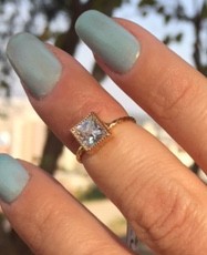 Anel Banho Ouro Falange Cristal Zircônia Quadrado