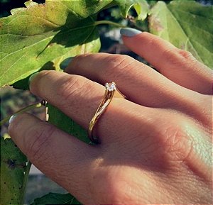 Anel Banho Ouro Gota Cristal