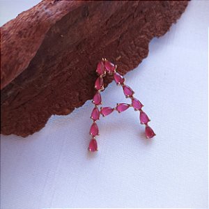 Pingente Letra com Cristal Zircônia Rosa Leitosa