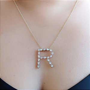Pingente Letra com Cristal Zircônia Brilhante