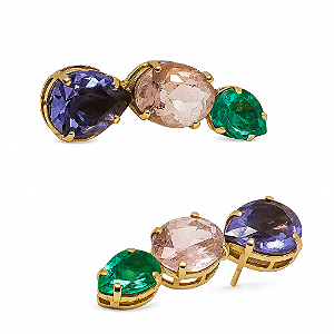 Brinco Trio Cristais