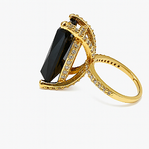 Anel Retangular Cristal Negro