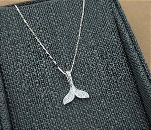 Colar cauda sereia banho prata