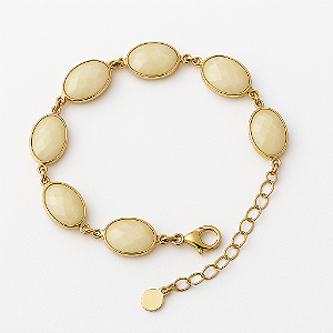 Pulseira Oval Nude Dourada Elegante