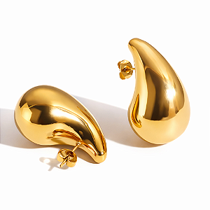 Brinco Essência Gota Dourado Luxo Minimalista