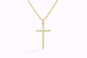 Colar Cruz Média Cravejada Essência Dourada