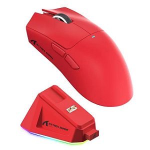 Mouse Gamer Sem Fio Attack Shark X11, 22000 DPI, 59G, Tri-Modo com Dock Magnético, RGB, Vermelho