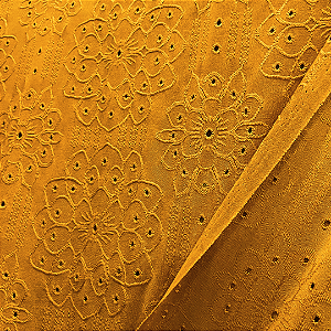 Malha Laise Vitral Floral - Mostarda - 1,60m de Largura