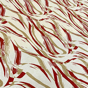 Viscolycra Estampada - Abstrato Vermelho e Bege