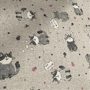 Tecido Atoalhado Estampado 100% Algodão - Gatos - 1,82m de Largura | Extra Largo e Super Absorvente