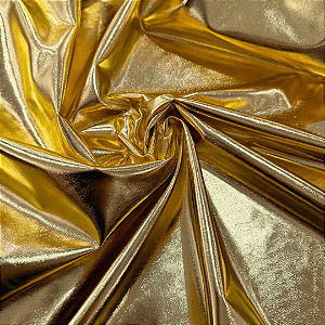 Malha Metalizada com Elastano - Dourado - 1,50m de Largura | Brilho Intenso e Efeito Foil
