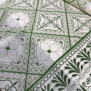 Tecido Cambraia de Algodão Estampado - Vitral Verde - 1,50m de Largura