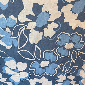 Tecido Viscose com Elastano Estampada - Floral Grande Azul - 1,50m de Largura