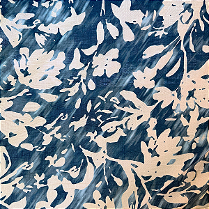Tecido Viscose com Elastano Estampada - Folhagem Rajada Azul - 1,50m de Largura