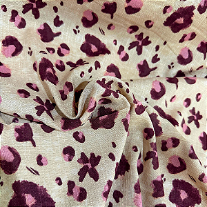 Tecido Viscose com Elastano Estampada - Oncinha Rosa - 1,50m de Largura