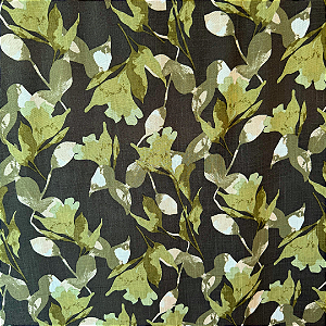 Tecido Viscose com Elastano Estampada - Ramagem Floral Verde - 1,50m de Largura