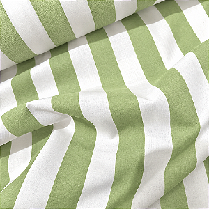 Tecido Cambraia de Algodão Estampado - Listrado Verde e Branco - 1,50m de Largura