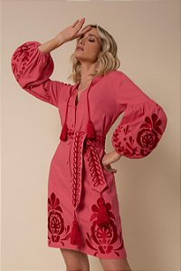 CHEMISE ATENA CURTA - ROSA E VERMELHO