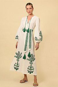 CHEMISE ATENA BORDADA - OFF WHITE E VERDE