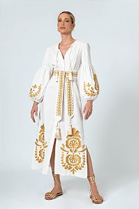 CHEMISE ATENA BORDADA - OFF WHITE E OURO