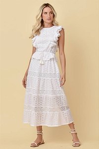 Vestido Midi De Laise Ayla - BRANCO