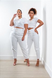 calça clochard jeans branca tamanho 40