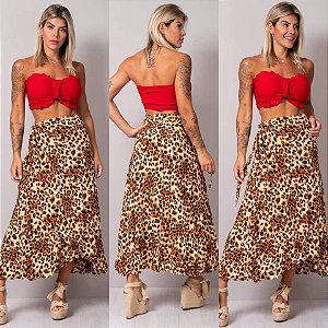 Saia Feminina Envelope com  Lisa e com Estampa
