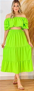 Conjunto com Saia  e Cropped Ciganinha