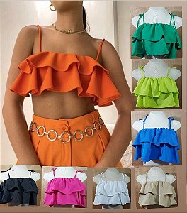 Cropped Top com 2 Babados