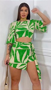 Conjunto Short Envelope  e Cropped com Amarração Regulável.