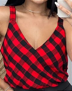 Blusa Regata Xadrez com Elástico