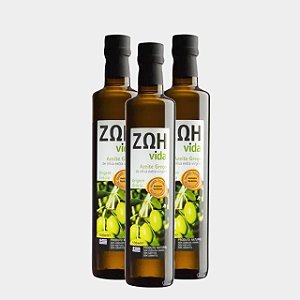 Kit 3 Azeites de Oliva Extra Virgem Grego Zoh Vida 500ml