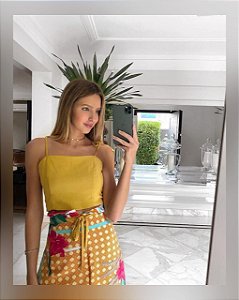 Cropped Faixa Alcinha Mostarda