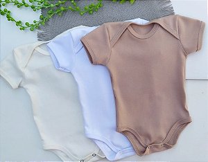 KIT 3 BODY BEBE UNISSEX SUEDINE 100% ALGODÃO