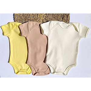 DUPLICADO - KIT 3 BODY BEBE UNISSEX SUEDINE 100% ALGODÃO
