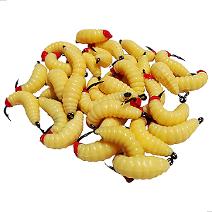 Kit Isca Artificial Larva Bicho de Laranja Soft com Anzol 2cm 0,5g