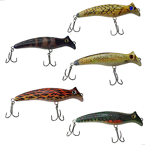 Kit 5 Isca Artificial Big Popper 12cm 22g