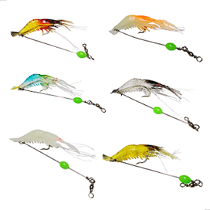 Kit 6 Isca Artificial Camarão Encastoado 8cm 6g