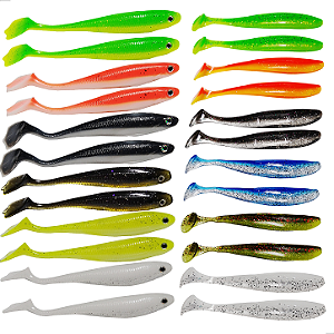 Kit 24un Isca Artificial Soft Pé de Pato + Shad