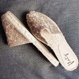 flatz espadrille mule bordado bronze e rose