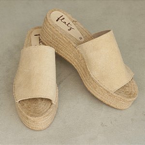 espadrille flatform slide camurça areia  new