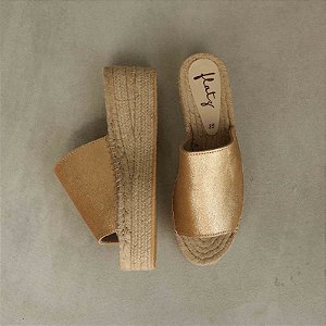 espadrille flatform slide ouro