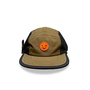 Boné Orange 5 Panel Smile Khaki Preto