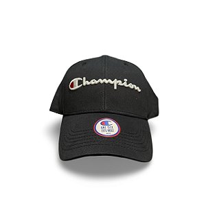 Boné Champion Script Aba Curva Snapback Preto
