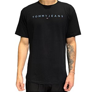 Camiseta Tommy Jeans Logo Linear Preto