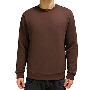 Moletom Tommy Jeans Careca Flag Crew Marrom