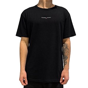 Camiseta Tommy Jeans Frontal Linear Logo Preta