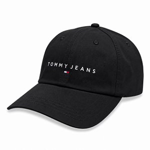 Boné Tommy Jeans Logo Bordado Preto