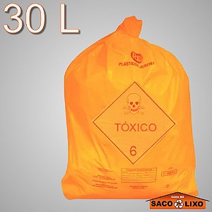 Saco para Lixo Hospitalar - Tóxico - Laranja - 30 Litros - Plásticos Jurema