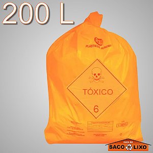 Saco para Lixo Hospitalar - Tóxico - Laranja - 200 Litros - Plásticos Jurema